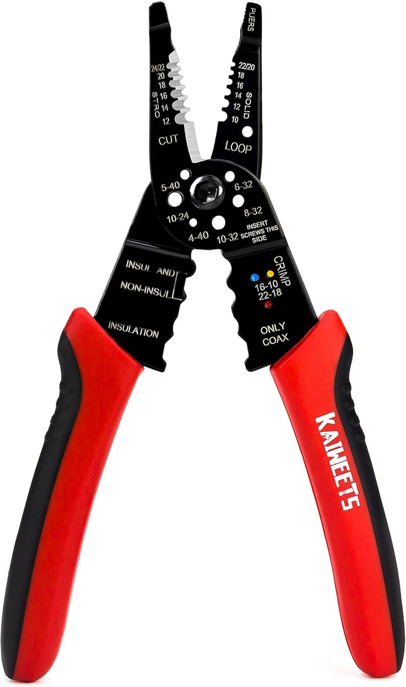 KAIWEETS Wire Stripper 10-22 AWG Wire Splicer Cable Stripper Multipurpose Wire Stripping Tool Electrical Wire Pliers with Screw Cutter - Image 1